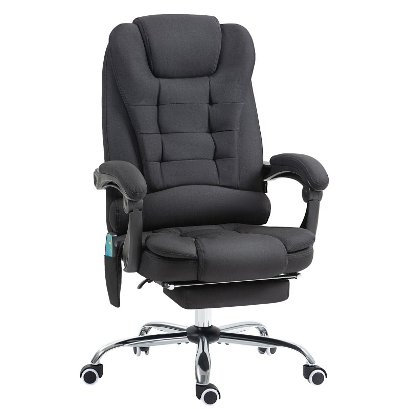 Massaaži-, soojendus- ja lamamisfunktsiooniga ergonoomiline kontoritool, must