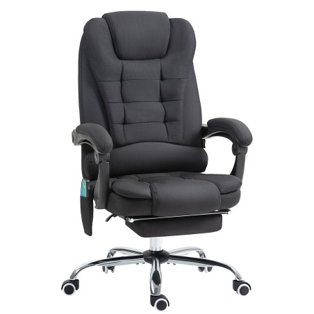Massaaži-, soojendus- ja lamamisfunktsiooniga ergonoomiline kontoritool, must