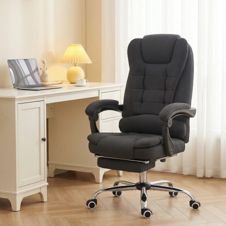 Massaaži-, soojendus- ja lamamisfunktsiooniga ergonoomiline kontoritool, must