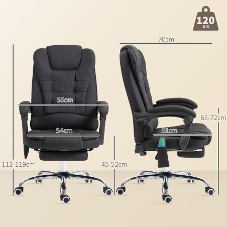 Massaaži-, soojendus- ja lamamisfunktsiooniga ergonoomiline kontoritool, must