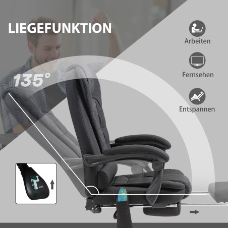 Massaaži-, soojendus- ja lamamisfunktsiooniga ergonoomiline kontoritool, must