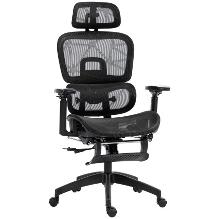 Must ergonoomiline võrkkattega kontoritool käetugede ja peatoega