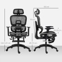 Must ergonoomiline võrkkattega kontoritool käetugede ja peatoega