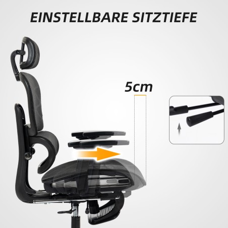 Must ergonoomiline võrkkattega kontoritool käetugede ja peatoega