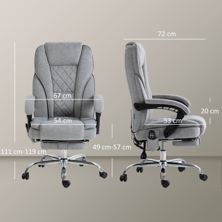Ergonoomiline kontoritool massaažifunktsiooni ja jalatoega, hall