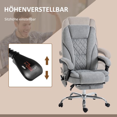 Ergonoomiline kontoritool massaažifunktsiooni ja jalatoega, hall