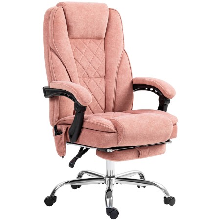 Ergonoomiline pöörlev kontoritool massaažifunktsiooni ja jalatoega, roosa
