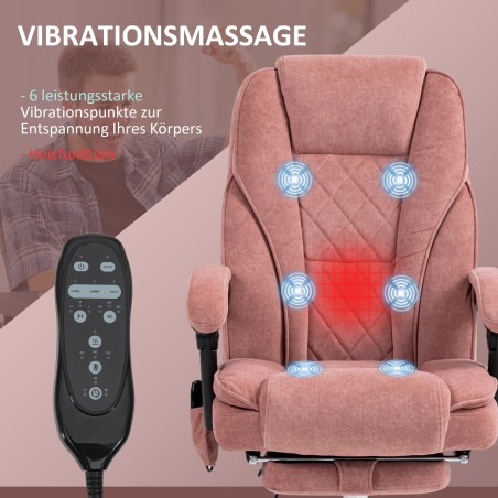 Ergonoomiline pöörlev kontoritool massaažifunktsiooni ja jalatoega, roosa