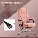 Ergonoomiline pöörlev kontoritool massaažifunktsiooni ja jalatoega, roosa