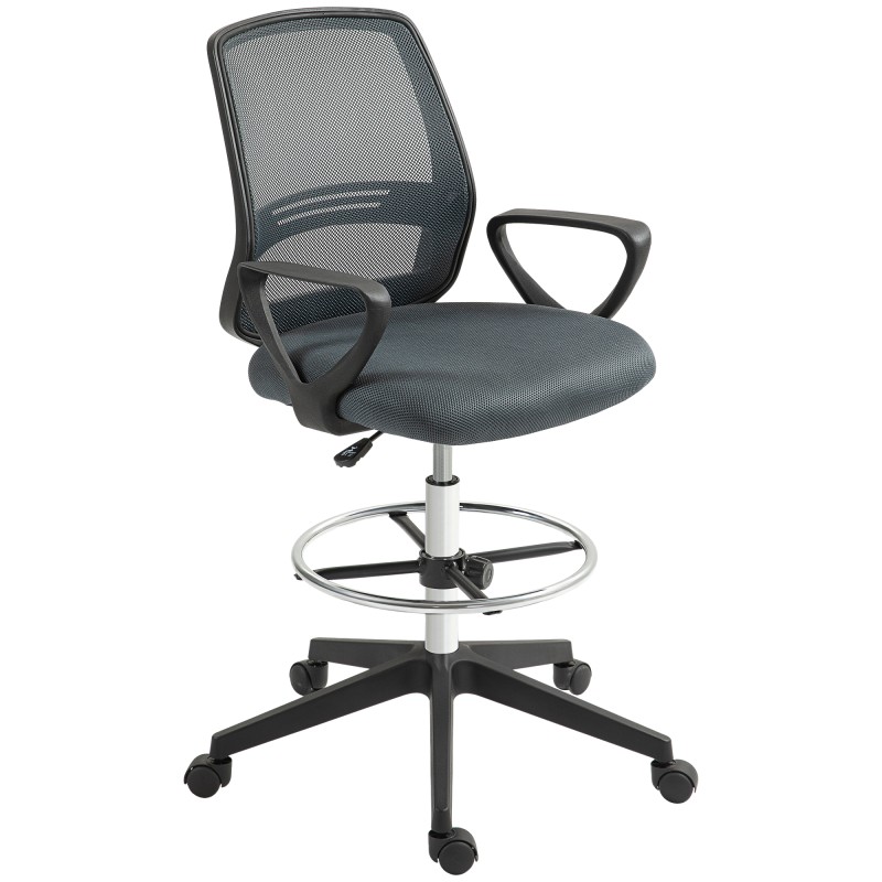 Ergonoomiline kontoritool käetugede ja reguleeritava jalatoeringiga, hall