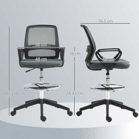 Ergonoomiline kontoritool käetugede ja reguleeritava jalatoeringiga, hall
