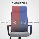Halli pehme seljatoega reguleeritava kõrgusega kontoritool käetugede ja ratastega