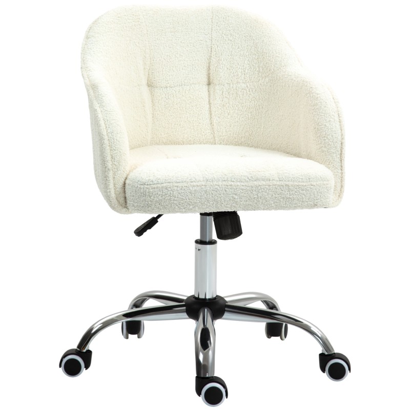 Kreemvalge ergonoomiline kodukontoritool kiikumisfunktsiooniga, 56 × 61 × 86 cm
