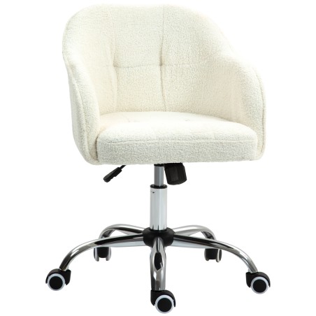 Kreemvalge ergonoomiline kodukontoritool kiikumisfunktsiooniga, 56 × 61 × 86 cm