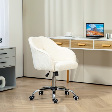 Kreemvalge ergonoomiline kodukontoritool kiikumisfunktsiooniga, 56 × 61 × 86 cm