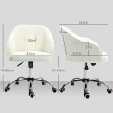 Kreemvalge ergonoomiline kodukontoritool kiikumisfunktsiooniga, 56 × 61 × 86 cm
