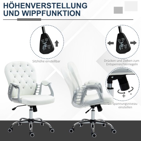 Ergonoomiline kontoritool käetoe ja polsterdatud seljatoega, valge