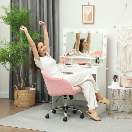Ergonoomiline kodukontori tool kiikfunktsiooniga, 56 × 61 × 86 cm, roosa