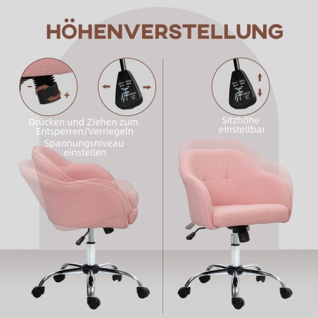 Ergonoomiline kodukontori tool kiikfunktsiooniga, 56 × 61 × 86 cm, roosa