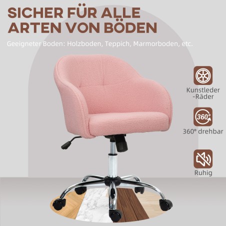 Ergonoomiline kodukontori tool kiikfunktsiooniga, 56 × 61 × 86 cm, roosa