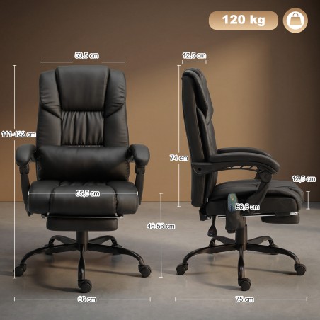 Ergonoomiline kontoritool massaažifunktsiooni, jalatoe ja nimmetoega, must