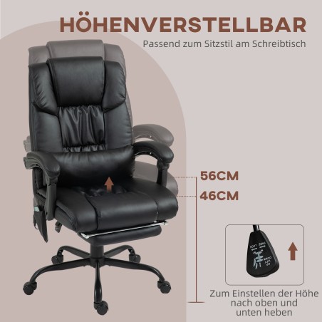 Ergonoomiline kontoritool massaažifunktsiooni, jalatoe ja nimmetoega, must