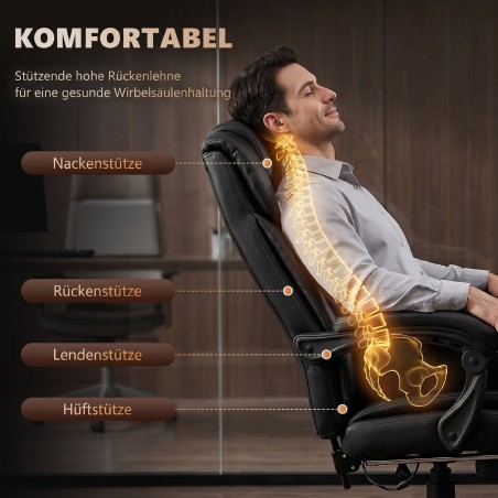 Ergonoomiline kontoritool massaažifunktsiooni, jalatoe ja nimmetoega, must