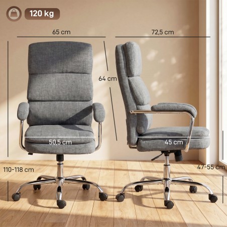 Reguleeritava kõrgusega 360° pöörlev kontoritool kodukontorisse, hall