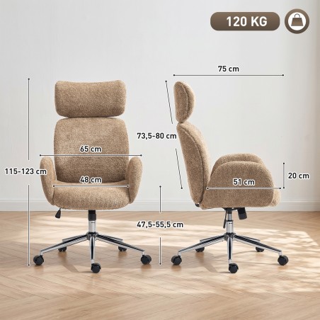 Reguleeritava peatoega ergonoomiline kontoritool, kallutusfunktsiooniga, pruun