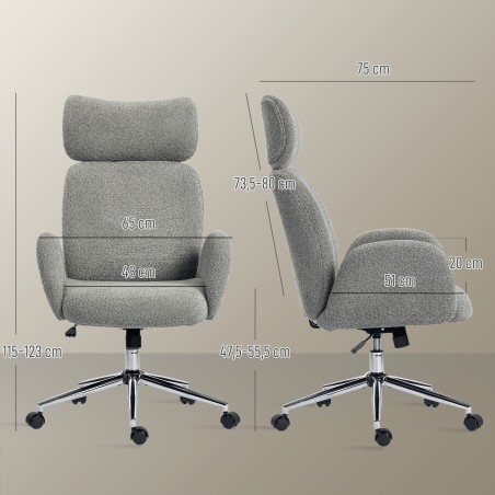 Reguleeritava peatoega ergonoomiline kontoritool, kallutusfunktsiooniga, tumehall
