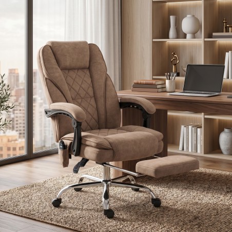 Ergonoomiline kontoritool massaažifunktsiooni ja jalatoega, pruun