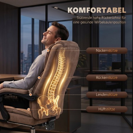 Ergonoomiline kontoritool massaažifunktsiooni ja jalatoega, pruun