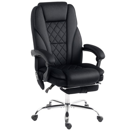 Ergonoomiline pöörlev kontoritool massaažifunktsiooni ja jalatoega, must