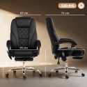 Ergonoomiline pöörlev kontoritool massaažifunktsiooni ja jalatoega, must