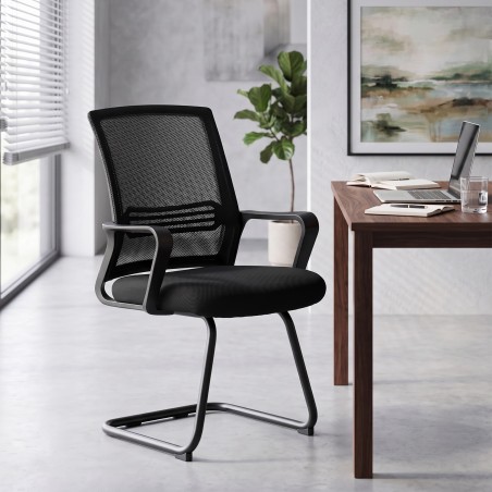 2 ergonoomilise ratasteta konverentsitooli komplekt, must