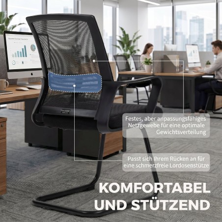 2 ergonoomilise ratasteta konverentsitooli komplekt, must