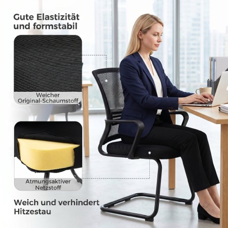 2 ergonoomilise ratasteta konverentsitooli komplekt, must