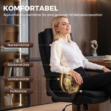 Reguleeritav kangast kontoritool käetugede ja kahekihilise polstriga, must