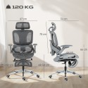 Ergonoomiline võrk-kontoritool eraldi seljatoe ja 4D-käetugedega, hall