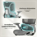 Ergonoomiline võrk-kontoritool eraldi seljatoe ja 4D-käetugedega, hall