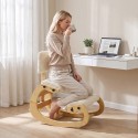 Ergonoomiline põlvtool seljatoega, velveti välimus, kreemvalge