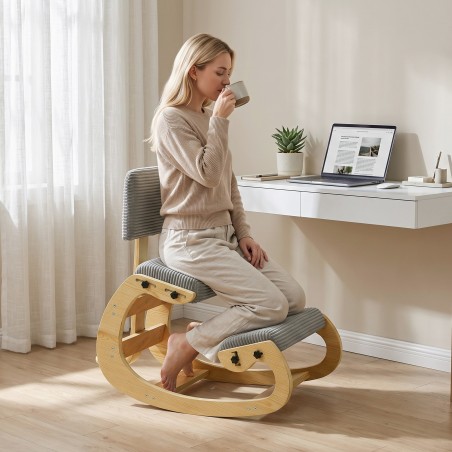 Ergonoomiline põlvtool seljatoega, velveti välimus, tumehall