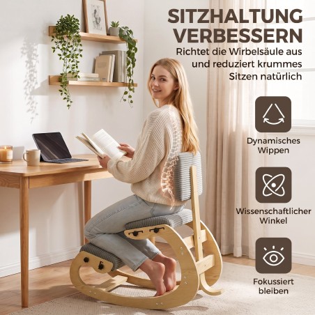 Ergonoomiline põlvtool seljatoega, velveti välimus, tumehall