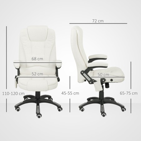 Ergonoomiline massaažifunktsiooniga kontoritool, 68 × 72 × 110–120 cm, kreemvalge
