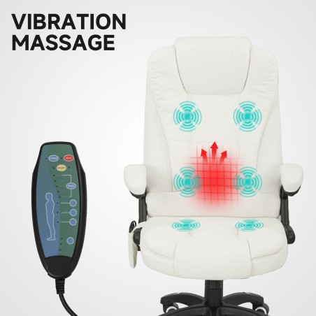 Ergonoomiline massaažifunktsiooniga kontoritool, 68 × 72 × 110–120 cm, kreemvalge