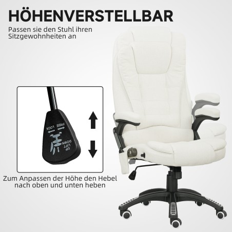 Ergonoomiline massaažifunktsiooniga kontoritool, 68 × 72 × 110–120 cm, kreemvalge