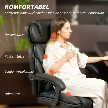 Ergonoomiline reguleeritava kõrgusega kontoritool nimmetoe, käe- ja jalatoega, must