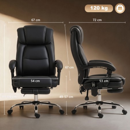 Ergonoomiline massaažifunktsiooniga kontoritool jalatoe ja musta kunstnahaga