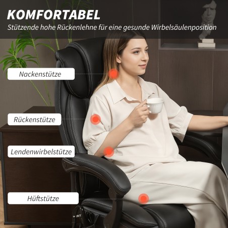 Ergonoomiline massaažifunktsiooniga kontoritool jalatoe ja musta kunstnahaga
