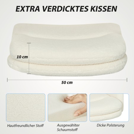 Ratastega pööratav kontoritool käetugede ja kreemvalge kangaskattega